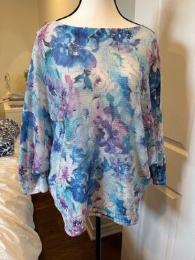 Made in Italy Watercolour Floral Oversized Knit Top 3X